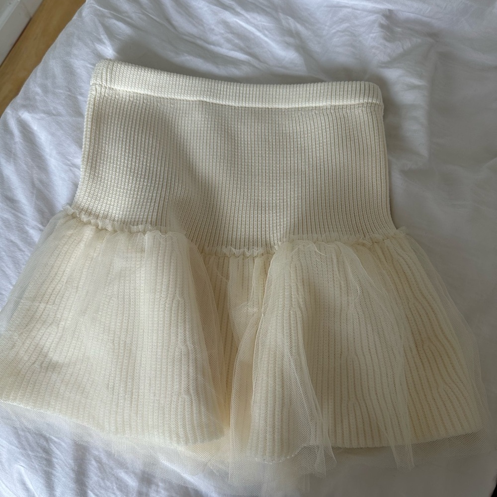 Tulle Knit Babydoll Tube Top